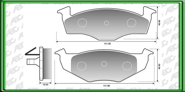 PASTILLAS DE FRENO VOLKSWAGEN POLO CLASSIC AÃ±o: 96Â» Posicion: DELANTERO Caliper: KELSEY-HAYES - ARGENTINA // Dimensiones: Alto: 46.90 Largo: 141.60 Espesor: 19.00