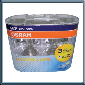 LAMPARA PRINCIPAL PARA AUTO 12 VOLTS HALOGENAS ULTRALIFE - 55W PX26D  62210 H7 ULT