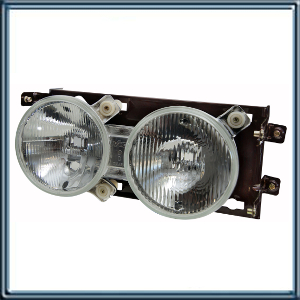 FARO PRINCIPAL IZQUIERDO  LINEA PESADA  MERCEDES BENZ 1620/1638 (99/12) 24V  ///  CON  LENTE DE VIDRIO -   CON LAMPARA H 1 ( CAJA X 4 UNID. )