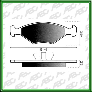 PASTILLAS DE FRENO VOLKSWAGEN COUNTRY AÃ±o: 01Â» Posicion: DELANTERO // VOLKSWAGEN GOL AÃ±o: 01Â» Posicion: DELANTERO - AraÃ±a Ã 36 // Dimensiones: Alto: 46.00 Largo: 151.40 Espesor: 15.25