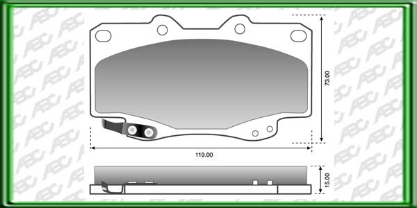 PASTILLAS DE FRENO TOYOTA  RUNNER RV4 4x2 AÃ±o: 96>98 Posicion: DELANTERO  // Dimensiones: Alto: 73.00 Largo: 119.00 Espesor: 15.00