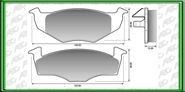 PASTILLAS DE FRENO VOLKSWAGEN POLO CLASSIC 1.9 DIESEL AÃ±o: 97Â» Posicion: DELANTERO Caliper: KELSEY-HAYES // Dimensiones: Alto: 46.90 Largo: 132.00 Espesor: 15.50