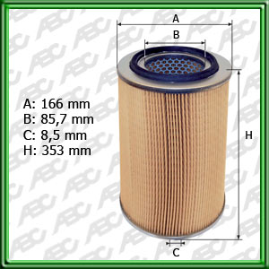 FILTRO DE AIRE DEUTZ A 130. AX 100. AX 120. AX 120S. FX 120. DX 90: FORD F-250. F-350. F-600. F-3500. F-6000. V 600 C/MOTOR PERKINS 6PF305: GM CHEVROLET C 10 DIESEL. C 20 CUSTOM.  D 20 CUSTOM / DELUXE. D 40: GROSSPAL G 660 MOTOR PERKINS 6-354: JOHN DEERE