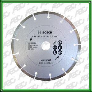 DISCO DIAMANTADO SEGMENTADO ? exterior: 180 mm. ? interior: 22.2 mm. Ancho del corte: 2.2 mm. Altura del segmento: 7 mm. Para hormigon y mamposteria. Unidad de embalaje: 1