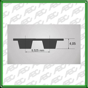 Correa Distribucion de (099) 99 dientes. (S) con dientes de un paso de 9.525mm una base de 4.53mm una altura de 1.85mm y un angulo de 40Â°.  (150) un ancho de 150 mm.