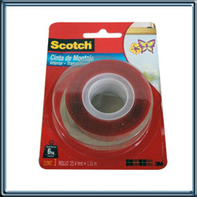 SCOTCH CINTA DE MONTAJE DOBLE FAZ 25.4 MM X 1.51 M  INTERIOR/TRANSPARENTE X 6 UNIDADES