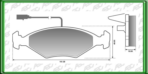 PASTILLAS DE FRENO FIAT PALIO AÃ±o: 98Â» Posicion: DELANTERO Caliper: ATE-TEVES // FIAT SIENA AÃ±o: 98Â» Posicion: DELANTERO Caliper: ATE-TEVES // VOLKSWAGEN GOL AÃ±o: 00Â» Posicion: DELANTERO  // Dimensiones: Alto: 49.00 Largo: 151.30 Espesor: 16.00 - s/