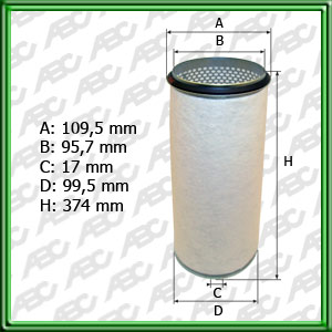 FILTRO DE AIRE DEUTZ CAMIÃN STALLION 11.130 / 15.160. CAMIÃN FRONTAL AGRALE MA 7.5T / MA 8.5T. COSECHADORA OPTIMA E. AX 160 / 160S TURBO / 4.140 DOBLE TRACCIÃN / 5.125 SIMPLE Y DOBLE TRACCIÃN / 5.145 DOBLE TRACCIÃN. DX 160. BF6L913: FIAT AGRI 140-90.