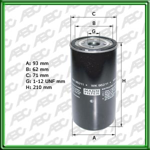 Filtro de COMBUSTIBLE - BOMAG - CHAMPION - CLARK EQUIPMENT - GMC / DETROIT DIESEL - JOHN DEERE - MICHIGAN - SULLAIR - TEREX - CHEVROLET - PETERBILT