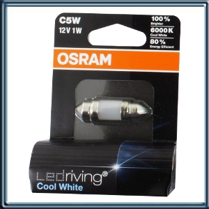 LAMPARA TUBULAR 12 VOLTS-1 WATTS C5W TIPO LED DE 6000K PARA PATENTE - INTERIOR (REEMPLAZA A  6418 )