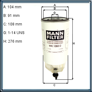 SEPARADOR DE AGUA PARA SCANIA: G 380 .G 420. G 440 .G 470 11*06>: VOLVO BUS: B 7R: VW CAMIONES : 17.240 MWM 6.10 TCA 01/01>
