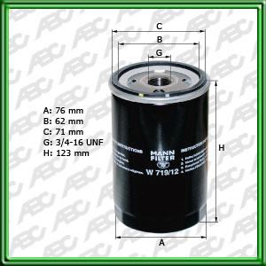 Filtro de ACEITE - DITCH WITCH - FIAT-ALLIS/GEOTECH/HITACHI - HYSTER - NEW HOLLAND CONSTRUCTION - TOWNMOTOR - FORD - FORD (BR)