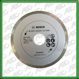 DISCO DIAMANTADO CONTINUO ? EXTERIOR: 115 MM. ? INTERIOR: 22.2 MM. ANCHO DEL CORTE: 1.6 MM. ALTURA DEL SEGMENTO: 5 MM. PARA CERAMICA Y PORCELANA. UNIDAD DE EMBALAJE: 1
