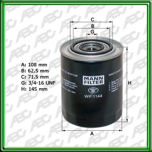 Filtro de ACEITE - MANITOU - CITROEN - FIAT - IVECO - PEUGEOT - RENAULT - IVECO