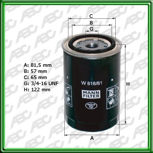 Filtro de ACEITE - KOMATSU - NISSAN - TCM - TOYOTA