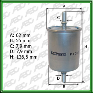 FILTRO DE COMBUSTIBLE RENAULT MEGANE RN. RT 1.6:  SCÃNIC RT. RXE 2.0 8V. CITROEN C3 X-XS 1.4I. C3 EXCLUSIVE 1.6 16V. C5 SX 2.0I 16V. XSARA 1.8I 16V. XSARA EXCLUSIVE 1.6 16V. VTS 2.0I 16V. EXCLUSIVE. XSARA PICASSO 1.8I 16V. BERLINGO II 1.4I. 1.6I 16V. 1.8