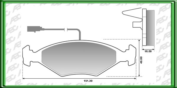 PASTILLAS DE FRENO FIAT PALIO AÃ±o: 98Â» Posicion: DELANTERO Caliper: ATE-TEVES - s/s // FIAT SIENA AÃ±o: 98Â» Posicion: DELANTERO Caliper: ATE-TEVES - s/s // VOLKSWAGEN GOL AÃ±o: 00Â» Posicion: DELANTERO // Dimensiones: Alto: 49.00 Largo: 151.30 Espesor