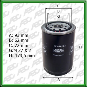 Filtro de ACEITE - FORD - IVECO - VW (VOLKSWAGEN)