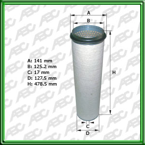 Filtro de ELEMENTO DE SEGURIDAD - AGCO - AGRALE-DEUTZ - CASE CONSTRUCTION - CLAAS - DON ROQUE - HUBER WABCO - KALMAR LMV - LIEBHERR - MASSEY-FERGUSON TRAKTOREN - NEW HOLLAND - PAUNY ZANELLO - VASALLI - ZANELLO - DIMEX - MERCEDES-BENZ (DAIMLER AG) -  SCANI