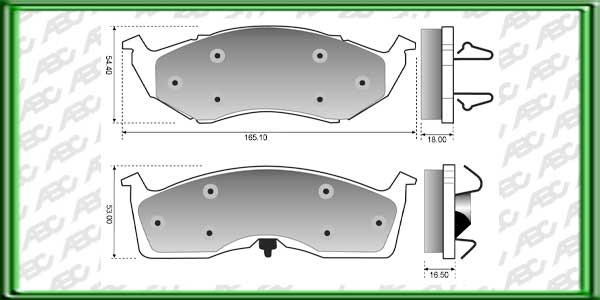 PASTILLAS DE FRENO CHRYSLER NEON AÃ±o: 97Â» Posicion: DELANTERO Caliper: KELSEY-HAYES // MAZDA MILLENIA AÃ±o: 95>99 Posicion: DELANTERO  // Dimensiones: Alto: 54.00 - 53.00 Largo: 165.10 Espesor: 18.00 - 16.50