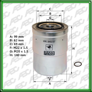 FILTRO DE COMBUSTIBLE PRIMARIO MITSUBISHI NUEVA MONTERO 3.2 DID 16V. 4M41 2002--->. NROS. ORIGINALES: ME-132525 REEMPLAZADO POR ME-132526 - XE-132525