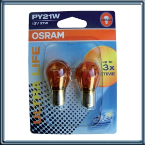 LAMPARA AUXILIAR ( FRENOS.GIRO.STOP.ETC ) 12 VOLTS 1 FILAMENTO (FRENO. GIRO. REGLAMENTARIA ) ULTRALIFE 21WATTS BAU15S PY21W