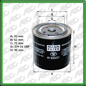 Filtro de ACEITE - AGRALE-DEUTZ - NEW HOLLAND CONSTRUCTION - ALFA ROMEO - CHRYSLER - FIAT - JEEP (CHRYSLER) - LADA (SHIGULI) - RENAULT - TATA MOTORS - TOYOTA - VW (VOLKSWAGEN)