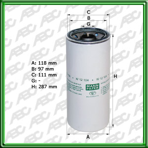 Filtro de ACEITE - BOMAG - CASE CONSTRUCTION - CATERPILLAR - CLAAS - KOMATSU - TEREX