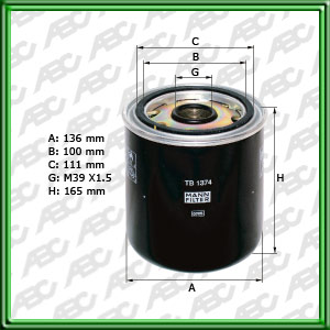 Filtro de DESECADOR DE FRENOS DE AIRE - EVOBUS (MERCEDES-BENZ/SETRA) - FORD - IVECO - MERCEDES-BENZ (DAIMLER AG) - RENAULT TRUCKS (RVI) - VOLVO BUS - VOLVO TRUCKS - VW (VOLKSWAGEN) - VW (VOLKSWAGEN) BUS