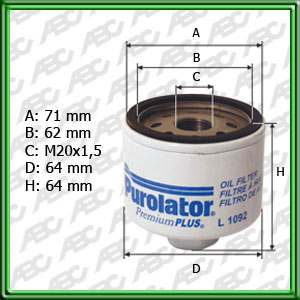 FILTRO DE ACEITE RENAULT 19. CLIO. LAGUNA. NEVADA. MEGANE: FORD FIESTA. KA - EQUIVALENCIA: - MANN: W 79 - FRAM: PH-5796