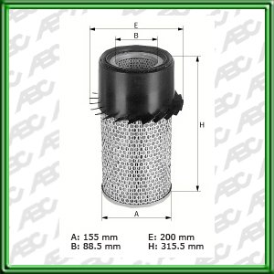 Filtro de AIRE Primario - BOMAG - CASE - CLARK - DITCH WITCH - DYNAPAC - FIAT ALLIS - HENLEY - HYSTER - JOHN DEERE - MANITOU - MATBRO - MICHIGAN - MITSUBISHI - NISSAN (DATSUN) - TOYOTA - YALE & TOWNE