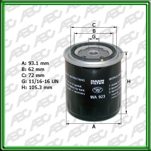 Filtro de FILTRO PARA AGUA - CLARK EQUIPMENT - CUMMINS - JOHN DEERE - KOMATSU - LIEBHERR - NEW HOLLAND - DIMEX - EL DETALLE - FORD - FORD (BR) - VW (VOLKSWAGEN)