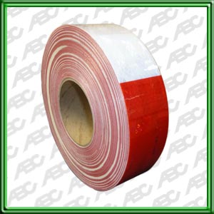 CINTA REFLECTIVA BLANCO Y ROJO ACEBRADA HORIZONTAL TIPO DOT - 50MMX15MT