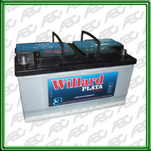 CALCIO PLATA: UB 980 AG (Denominacion Comercial: 12 x 90 / Dimensiones: Largo 353 mm  Ancho: 176 mm  Alto: 190 mm  Alto Total: 190 mm / Borne Positivo Derecho / Borne Standard / Manija / Pastilla anti-explosiva)