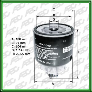 Filtro de COMBUSTIBLE - AGRALE-DEUTZ - CHEVROLET - AGRALE-DEUTZ - IVECO - MERCEDES-BENZ (DAIMLER AG) - VW (VOLKSWAGEN)