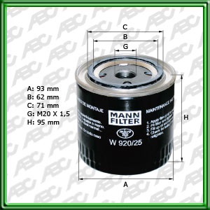 Filtro de ACEITE - ISUZU - MAHINDRA - RENAULT - VOLVO CARS